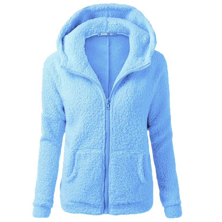 Fashion Zipper Cardigan Women Winter Sherpa Fleece Sweater Oversized 5XL Hooded Sweaters Winter Coat Tops Pull Femme Hiver