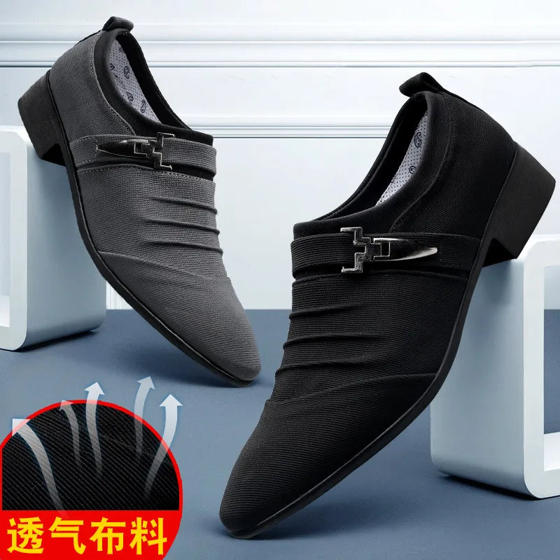 Men's Casual Shoes Breathable Slip-on Flat Large Size Stitching Men's Shoes Fashion All-match Non-slip Men's Leather Shoes