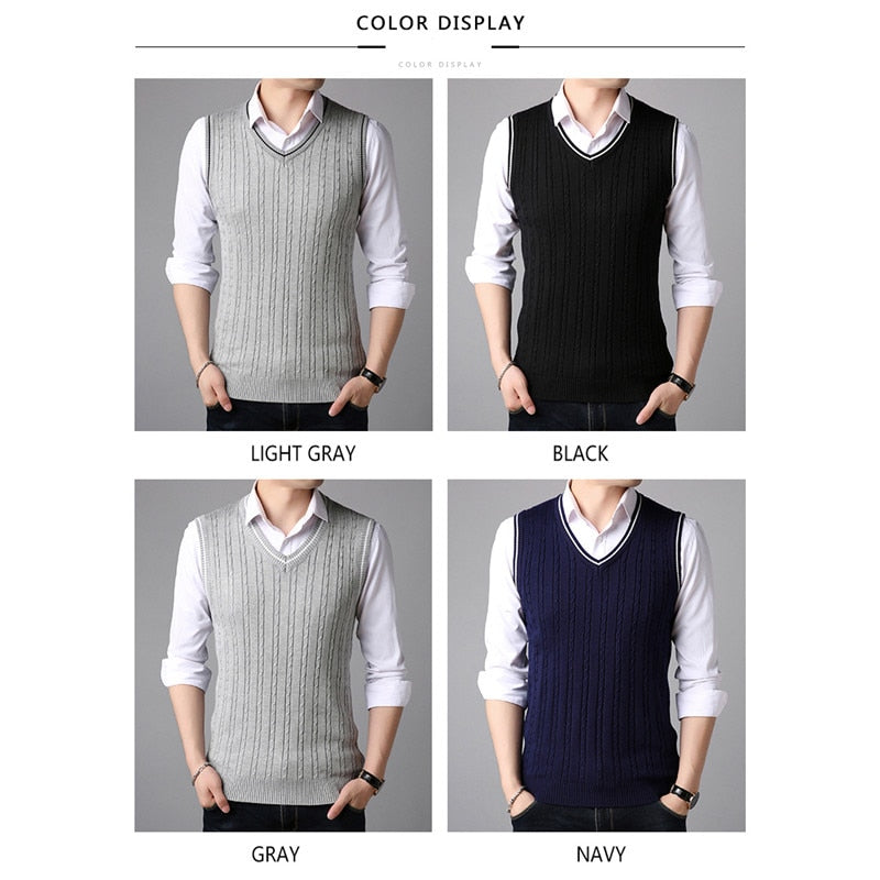 BROWON Autumn / Winter New Classic Slim Sweaters V-neck Sleeveless