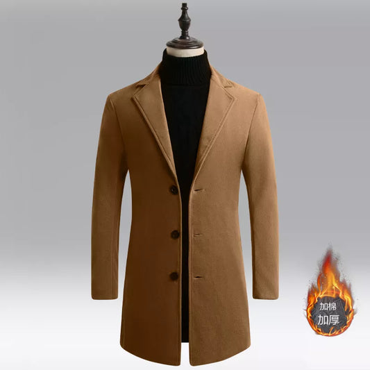 Men's Winter Warm Wool Blend Trench Coat Double Breasted Fashion Long Coat Men's Classic T Coat Plus Size 3xl Winter Coat Men