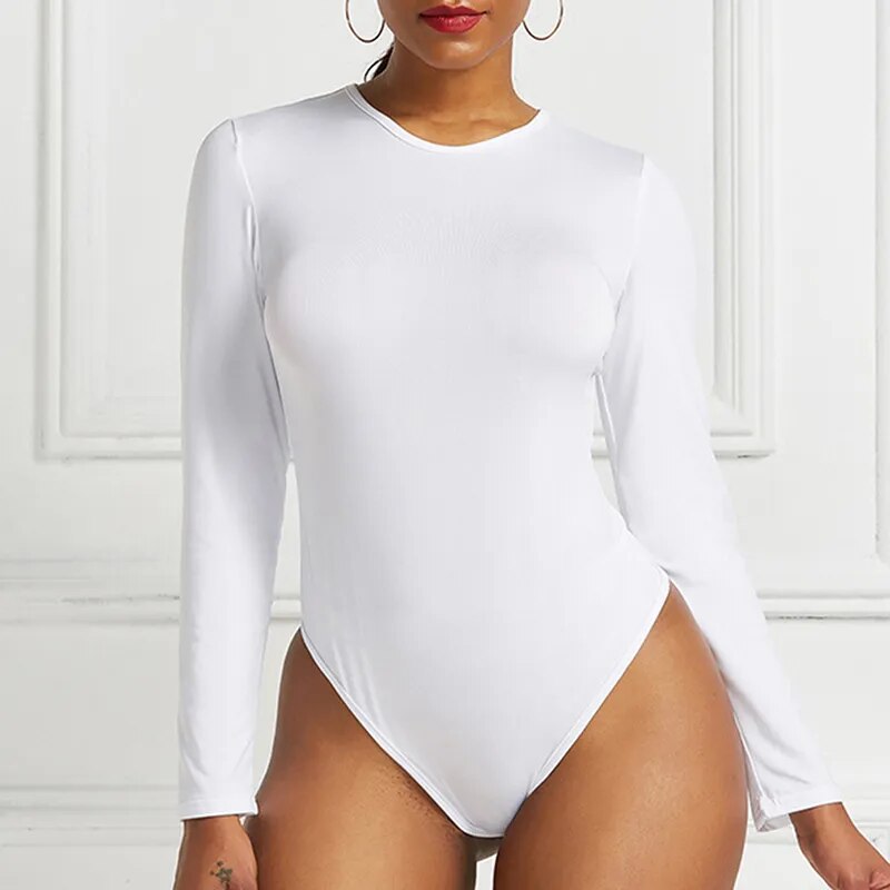 Sexy Long Sleeve Solid Casual Wear Bodysuit